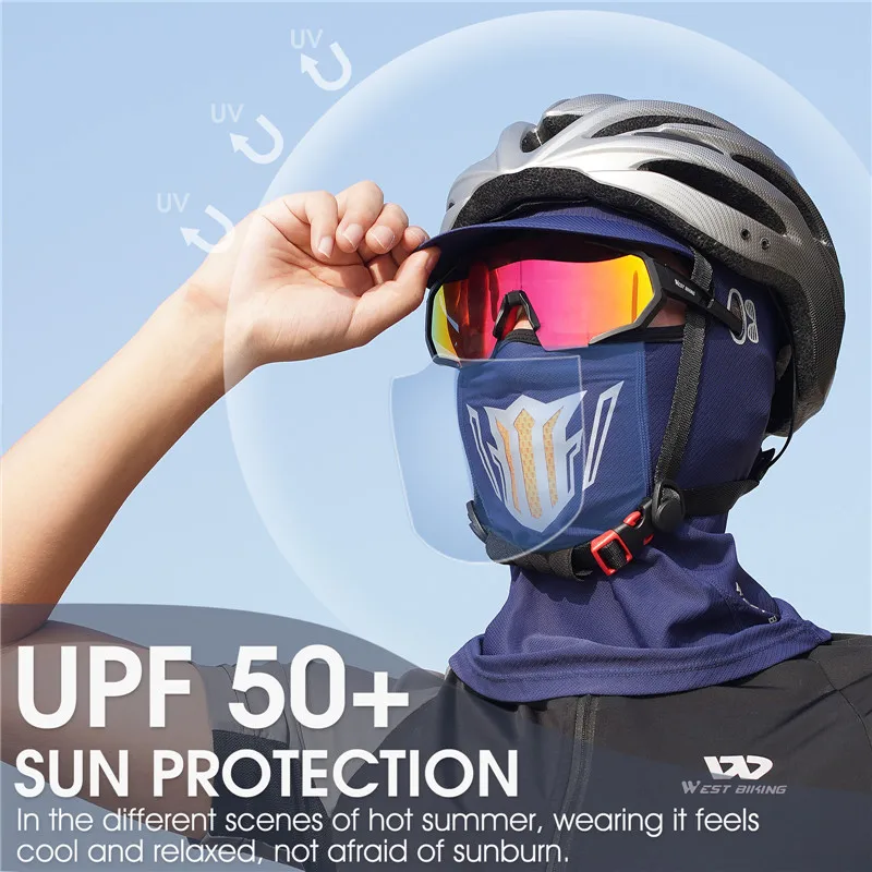 Bicicleta oeste-máscara anti-uv para homens, moto balaclava, seda gelo respirável, boné de ciclismo à prova de poeira, chapéu de bicicleta, verão