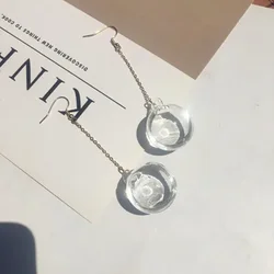 New Korean Transparent Bubble Ball Glass Water Inside Drop Pendant Earrings For Women Female Girl Trendy Jewelry