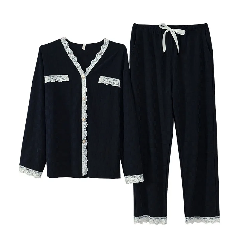 Spring Autumn Fashionable and Stylish Long-sleeved Thin Pure Cotton Cardigan New Home Wear, Loose Slim Comfortable Two-piece Set