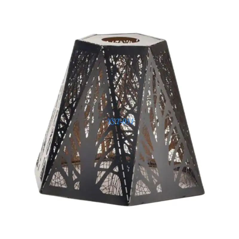 E15A Simple Black Wrought Iron Hanging Lamp Enclosure Multiple Bulb Types