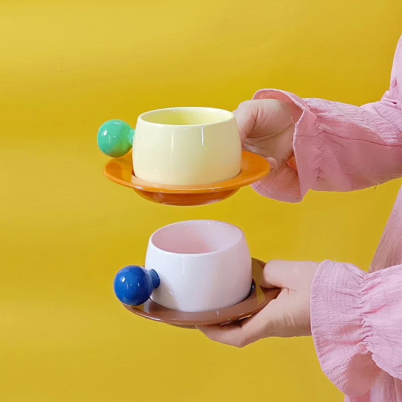 

Creative Suspended Coffee Cup Saucer Set High Value Design Home Office Water Milk Tea Mug Kitchen Drinking Utensil Tea Appliance