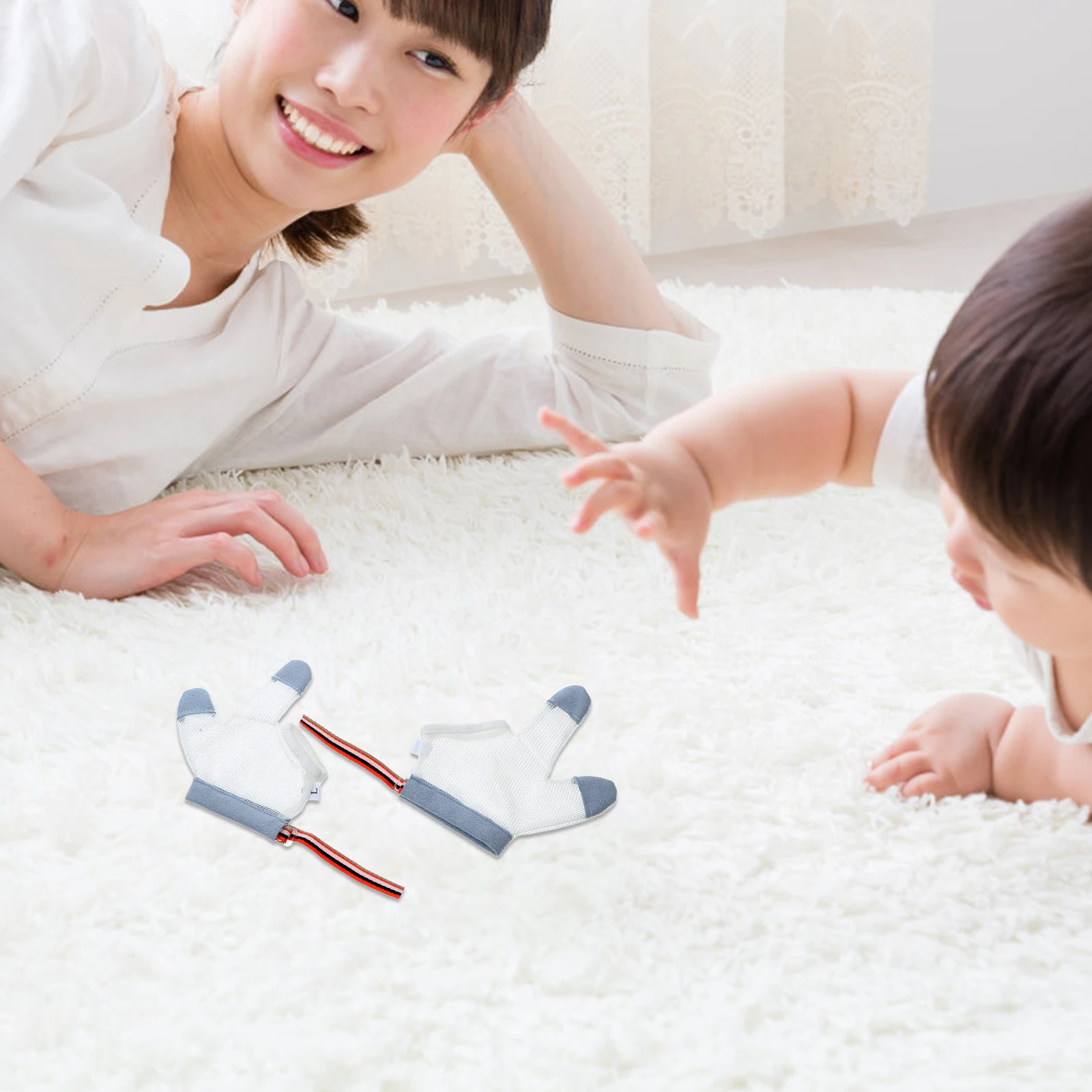 

1 Pair Baby Anti-Eating Hand Gloves Half-Finger Mesh Breathable Nylon Adjustable Cuff For Infant Toddler Newborn Kids Teething