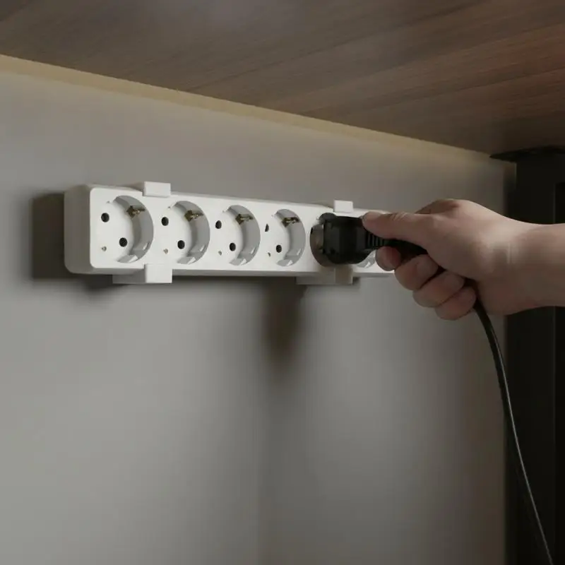 Removable Power Strip Fixing Bracket 2Pcs Punch Free Adhesive Wall Mount Socket Holder for Home Dorm