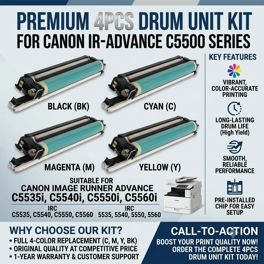4PCS Drum Unit for Canon IR-ADV IR C5535i C5540i C5550i C5560i C5535 C5540 C5560 C5550 IRC 5535 5540 5550 5560