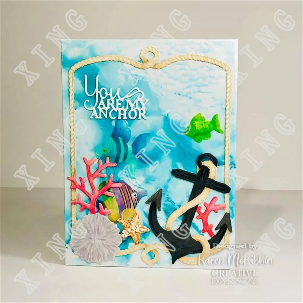 2022 New Sea Anchor Underwater Life Waves Scuba Diver Plants Neptune Metal Cutting Dies Scrapbook Diary Decoration Stencil