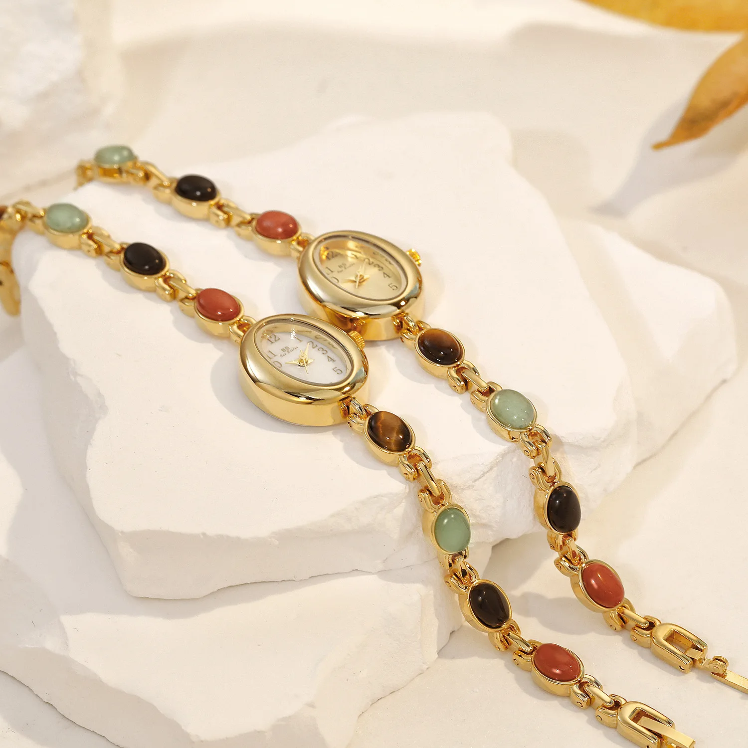 Высококачественные женские часы, элегантные модные браслеты с натуральными нефритовыми камнями, наручные часы, винтажные женские подарки, повседневные маленькие ручные часы