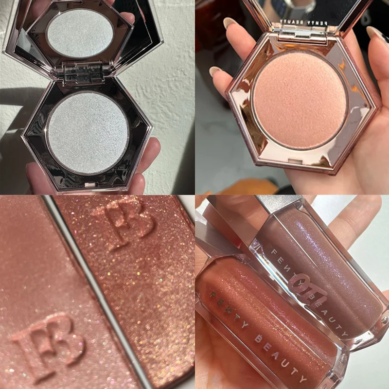 Fenty Beauty Shimmering Evidenzia lucidalabbra Diamond Lustre Bomb Trucco Due colori Evidenzia polvere sciolta Bastone snellente naturale