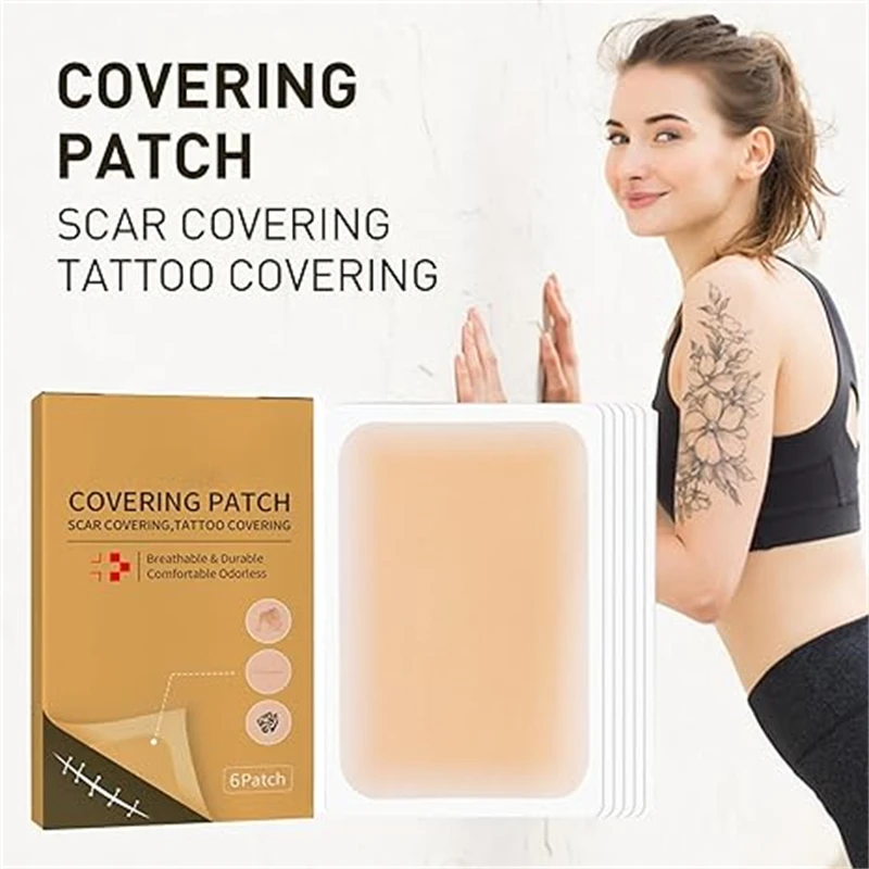 6pcs Waterproof Tattoo Film Ultra Thin Dark Spots Cover Up Concealing Acne Birthmarks Concealer Sticker Patch Portable Skin Care