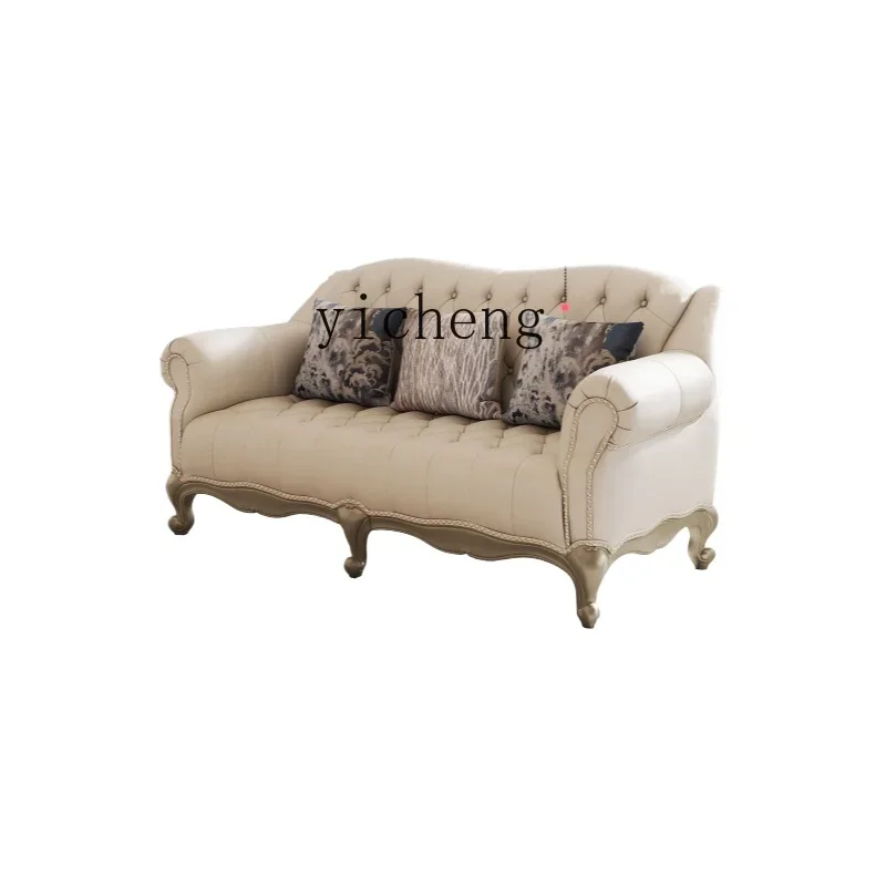 

Tqh High-End Brand Turlezhang Leather Sofa Living Room Villa Combination Light French Sofa