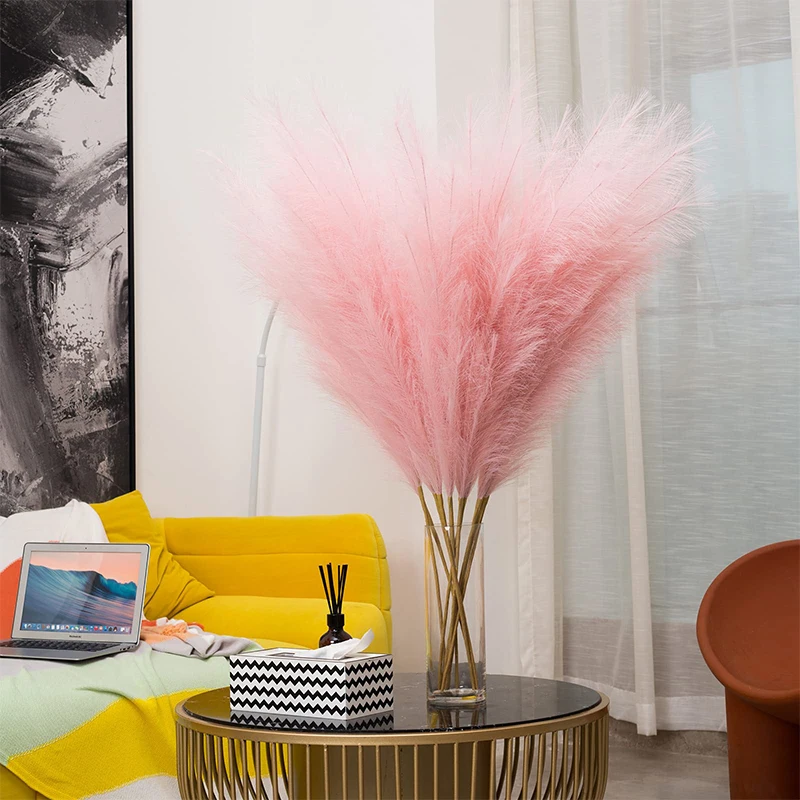 Artificial Fluffy Tall Faux Pampas Grass Flower Fake Flower for Arrangement Floor Vase Filler Wedding Boho Home Room Decoration view 2