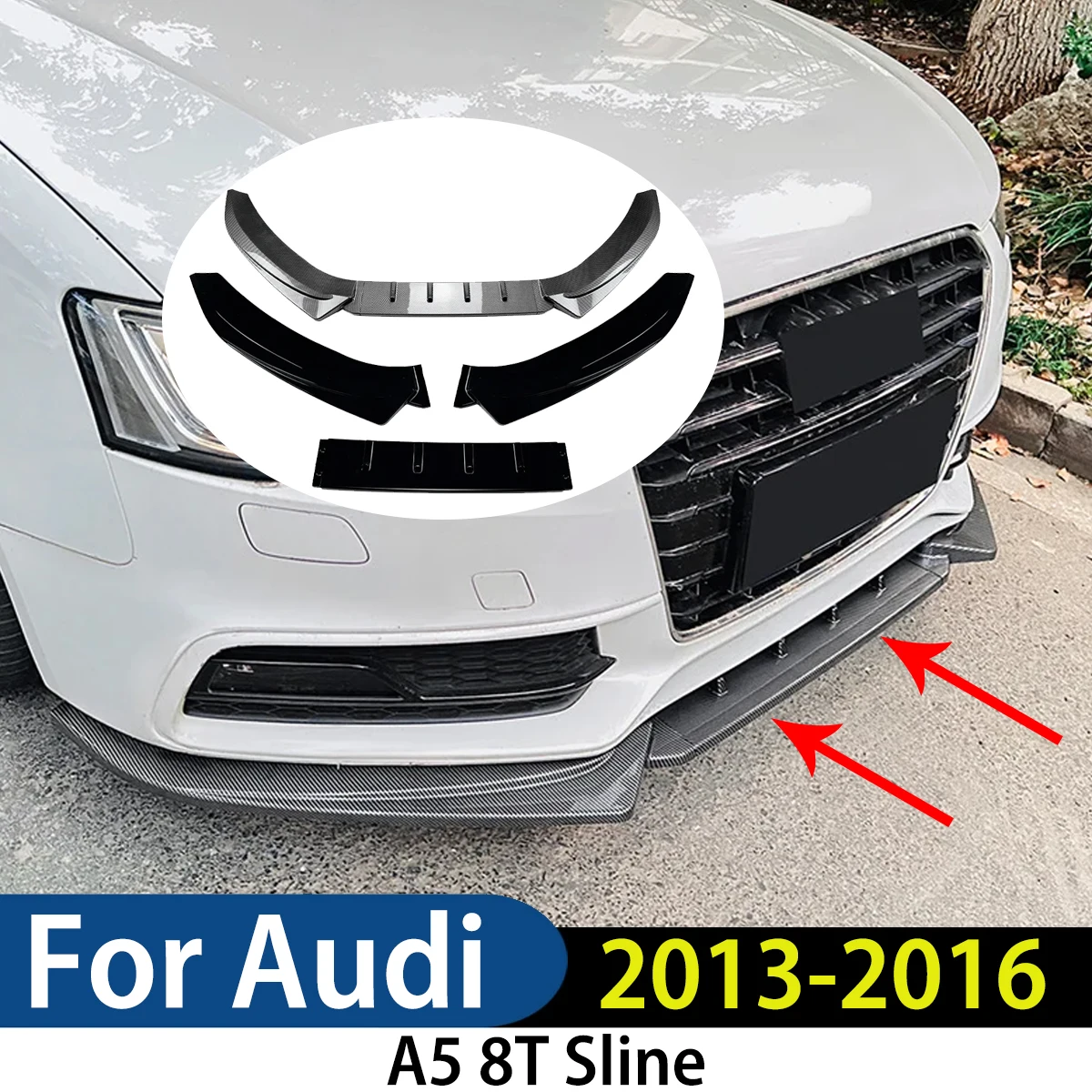 

Для Audi A5 8T Sline 2013-2016 автомобильный передний бампер, спойлер, сплиттер, нижняя накладка на лезвие под защитной пленкой, автоаксессуары