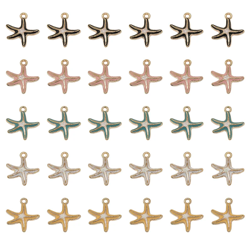 

10pcs 5color Gold Plated Metal Starfish Charms Alloy Enamel Pendants For DIY Necklace Bracelet Jewelry Making Accessories