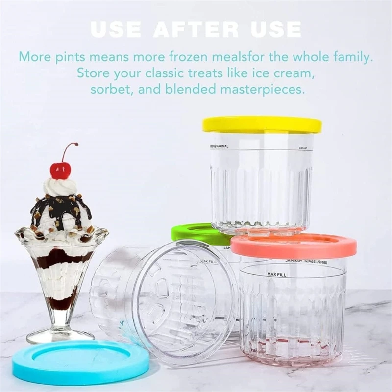 4 Pcs Ice Cream Maker Replacements Storage Jar for NC500 NC501 Ninja- Creami Dropsale