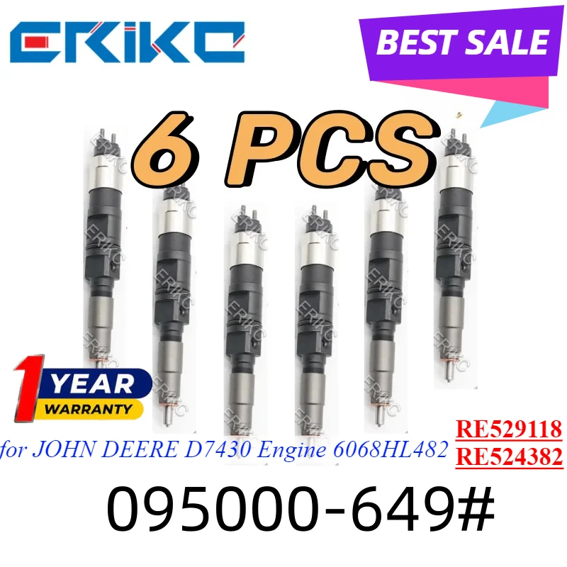 

6PCS 095000-6490 095000-6491 Diesel Fuel Nozzle Injector OEM RE529118 RE524382 For JOHN DEERE D7430 Engine 6068HL482