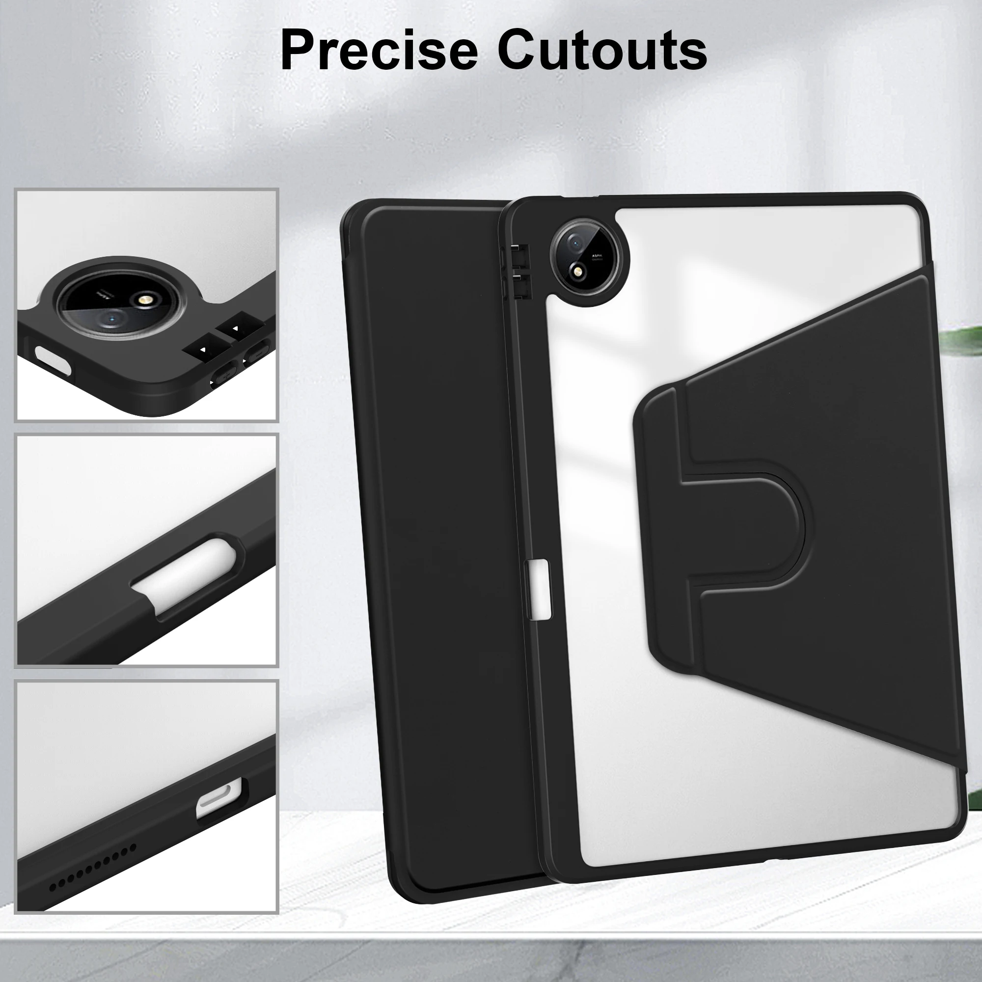 360 Rotation Case For VIVO Pad3 Pro 2024 13 inch Smart Stand Cover Auto Sleep / Wake Shockproof With Pen Slot Precise Cutouts