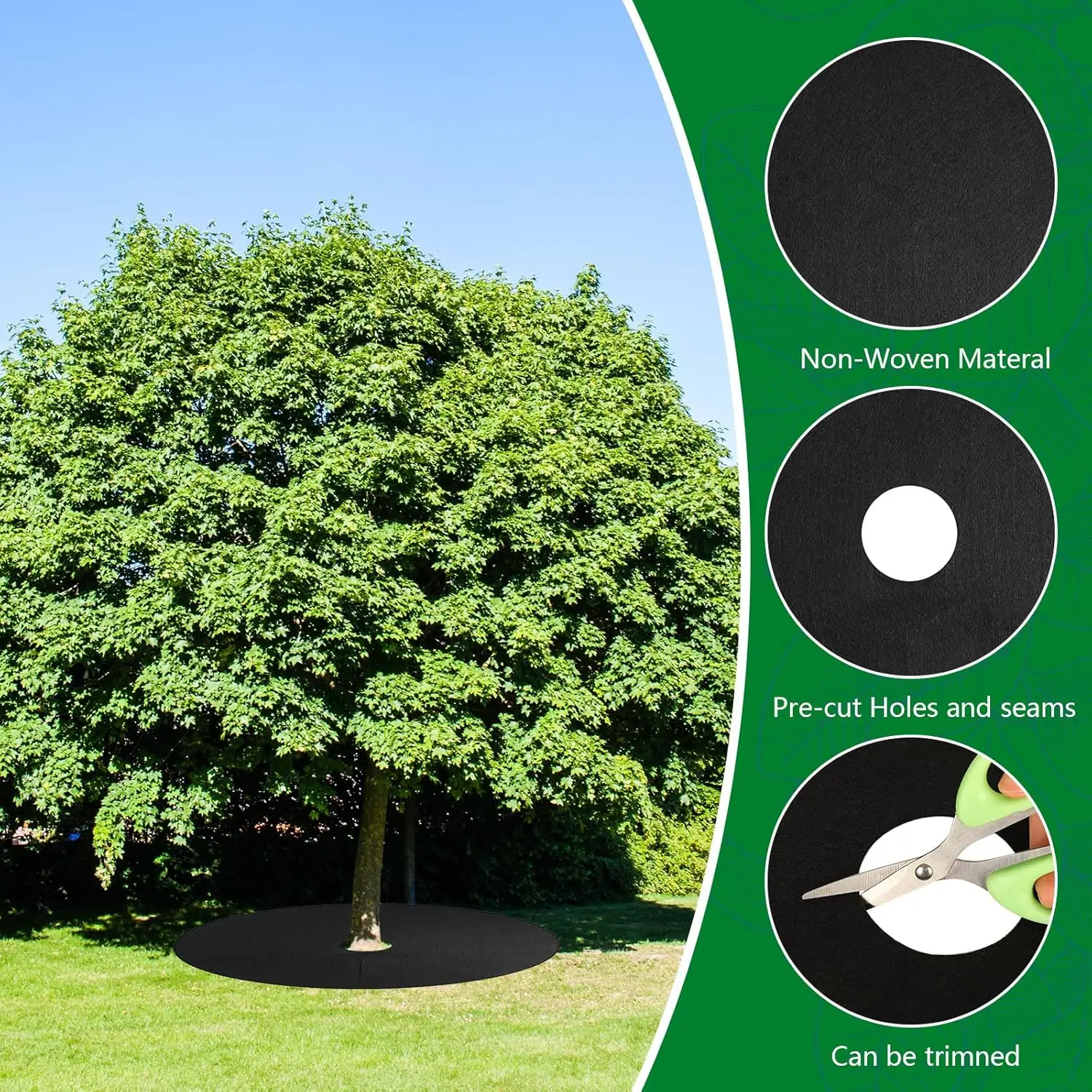 32.2 Inch Non-Woven Tree Mulch Ring Thickened Tree Protector Mat with 12 Staples Stakes Reusable Anti Grass    Weed Barr - view 3