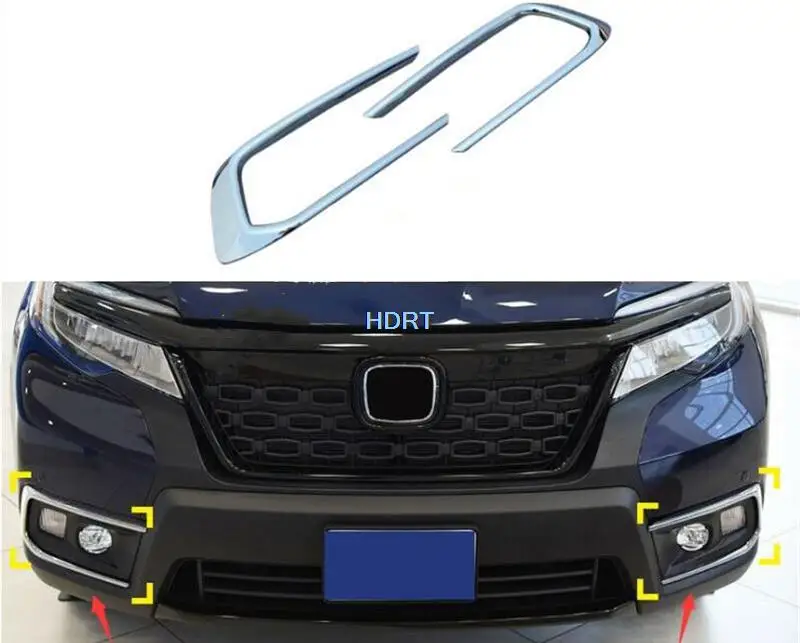 For Honda Passport 2019 + Car Styling Accessories Front Fog Light Frame Lamp Cover Trim Molding Bezel Garnish Exterior Sticker