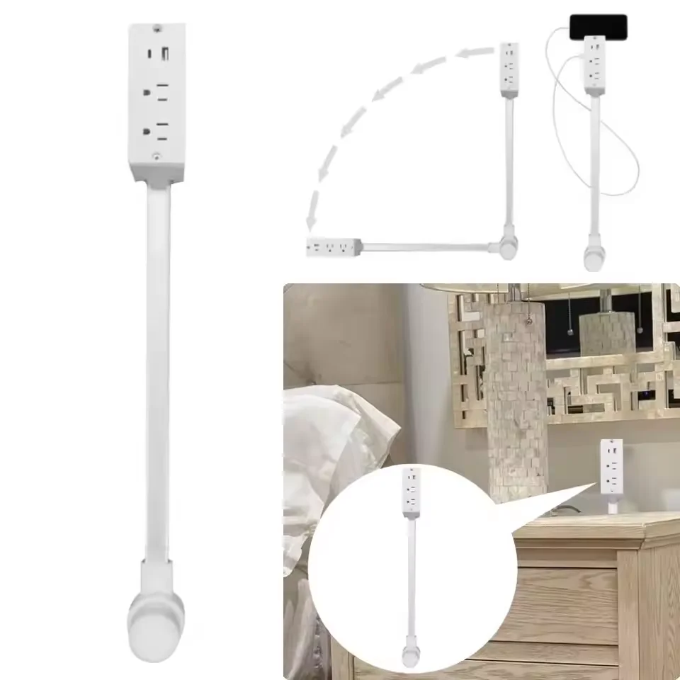 

US Plug Power Outlets Electrical Outlet Extender Power Socket Sofa Bedside Table Extender Tools With USB Type C Fast Charging