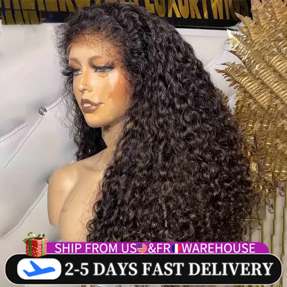 Wig Frontal ombak dalam 34 inci transparan 13x4 13x6 HD Wig rambut manusia Frontal renda rambut manusia keriting Wig Frontal untuk wanita