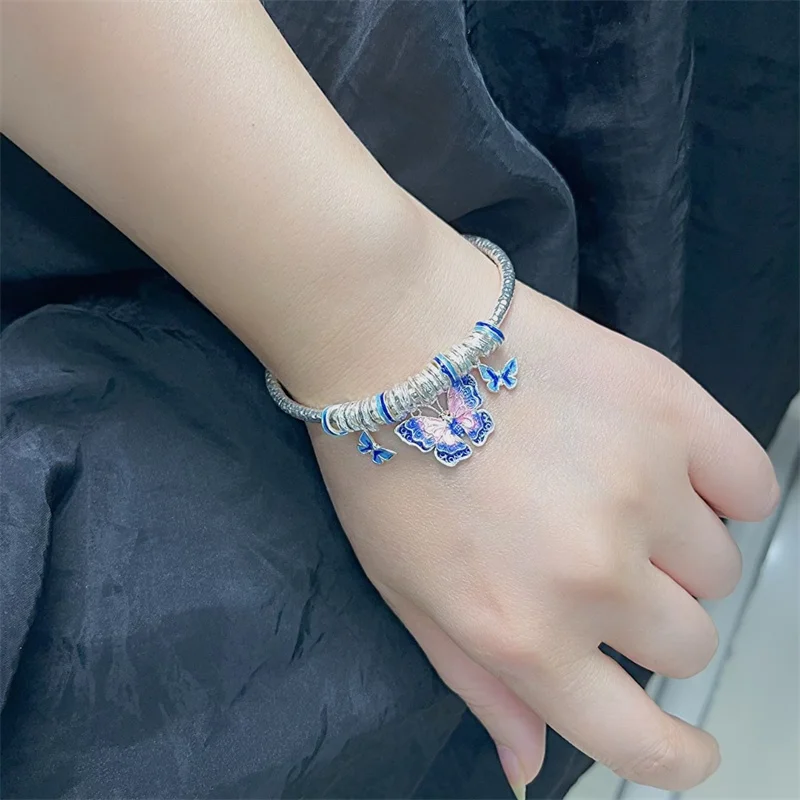 

Sterling Silver Bracelet S925 For Woman's Female Girl Original Manual Lovers Retro Style Popular Gift Fashion Boutique Jewelry