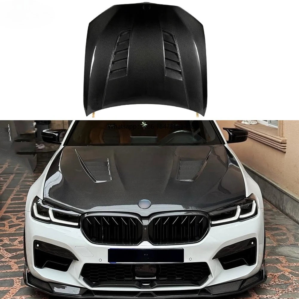 

G30 V Style Dry Carbon Fiber Front Bonnet Hood for 5 Series G30 F90 M5 540i Engine Hood Bodykit