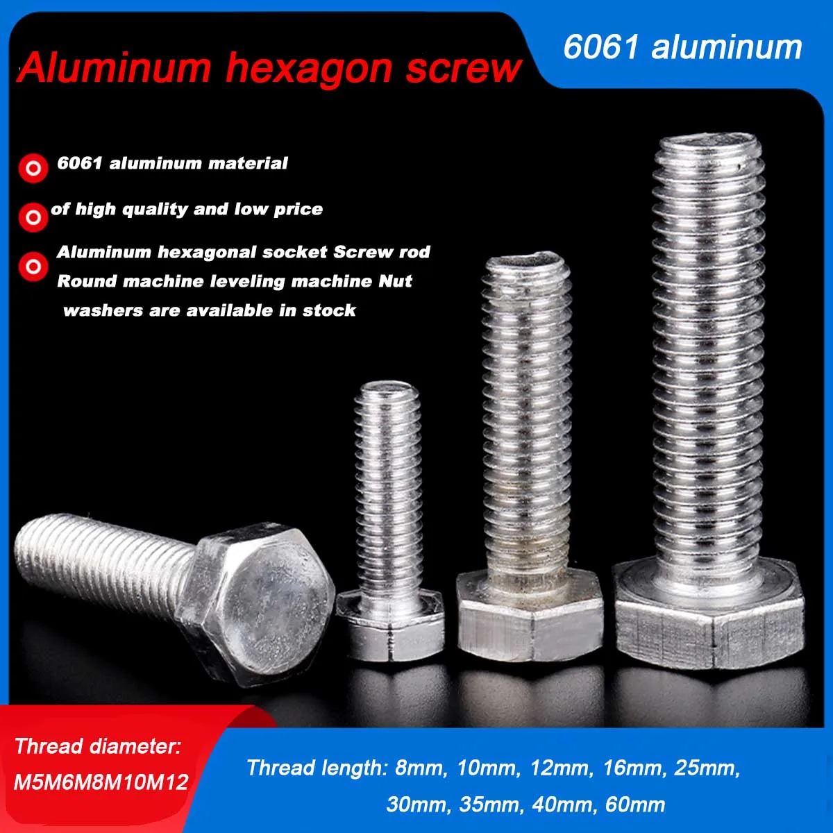 Aluminum Alloy External Hexagonal Screw Bolt M5 M6 M8 * 10 20 30 40