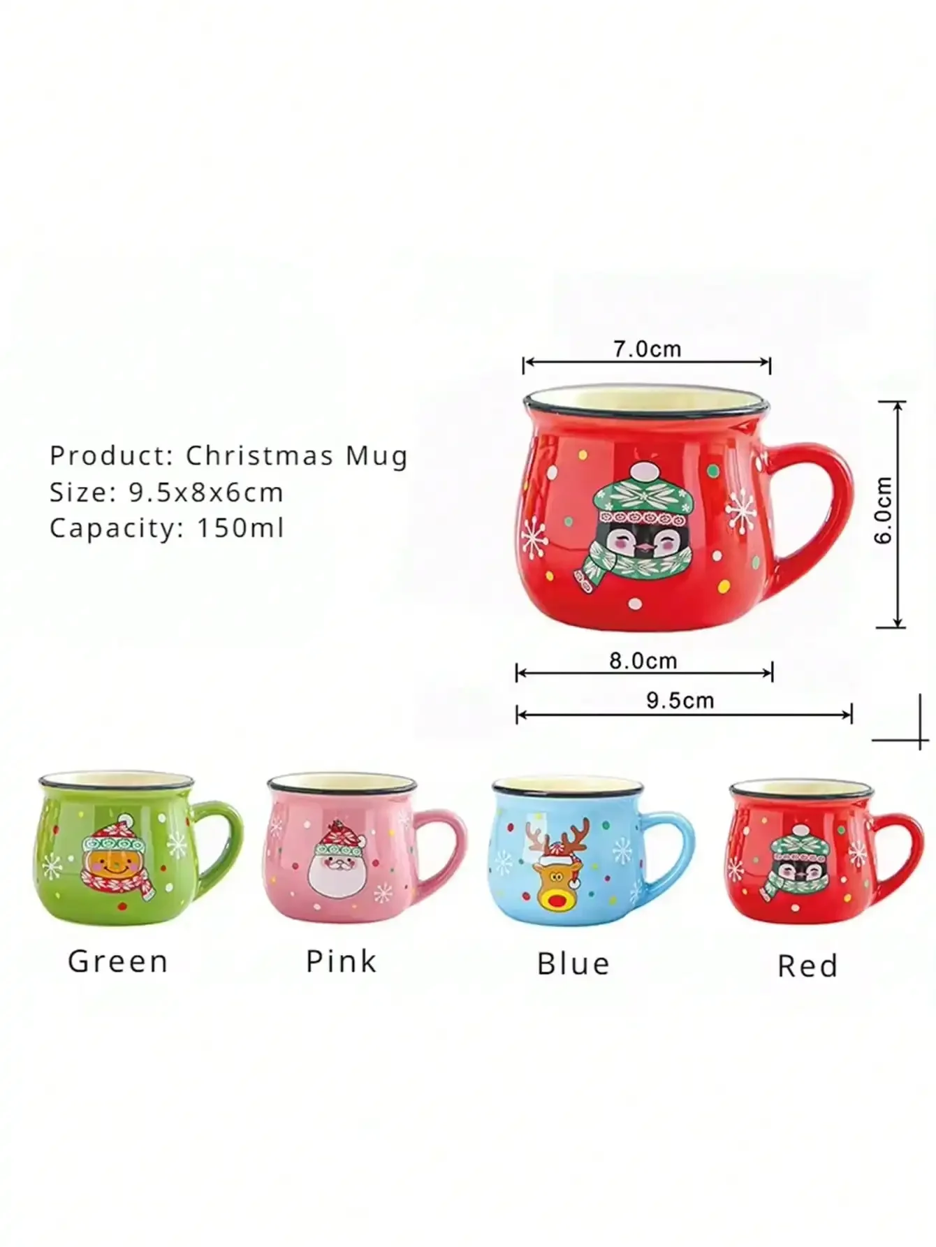 1pc Ceramic Christmas Cartoon Mug Easy To Clean Cute Family Milk Cup Coffee Cup Christmas Gift