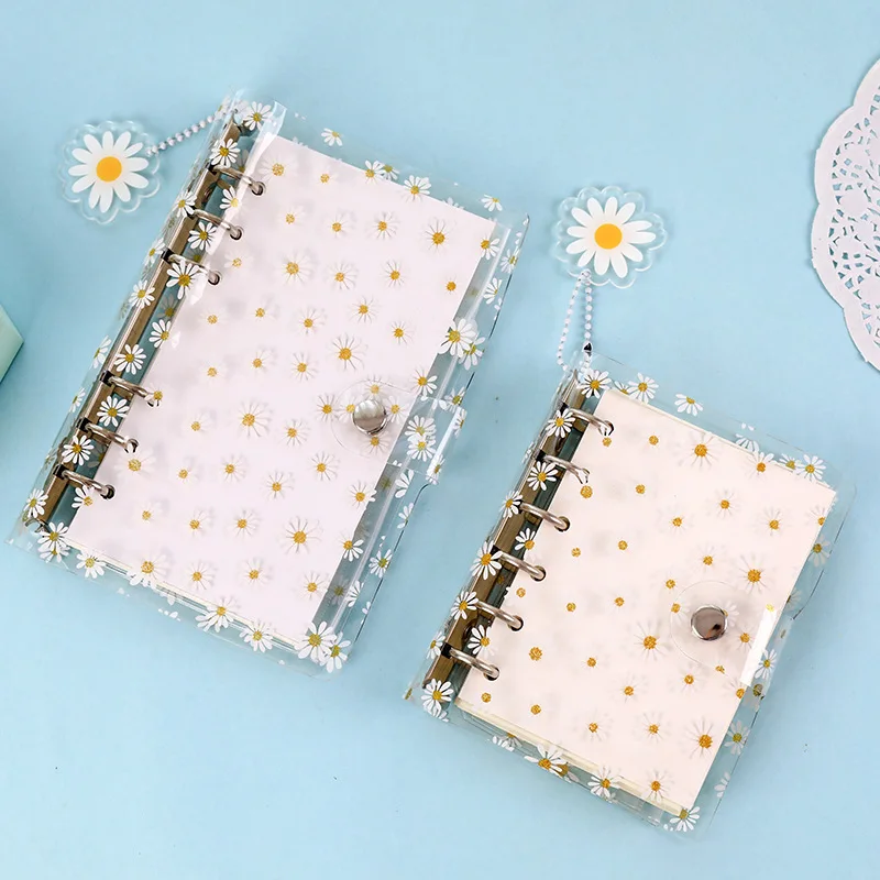 Kawaii Daisy Loose Leaf Notebook Cover Cute 6 Rings Binder Notepad Diary Journal Planner Cover Korean Stationery Office Supplies