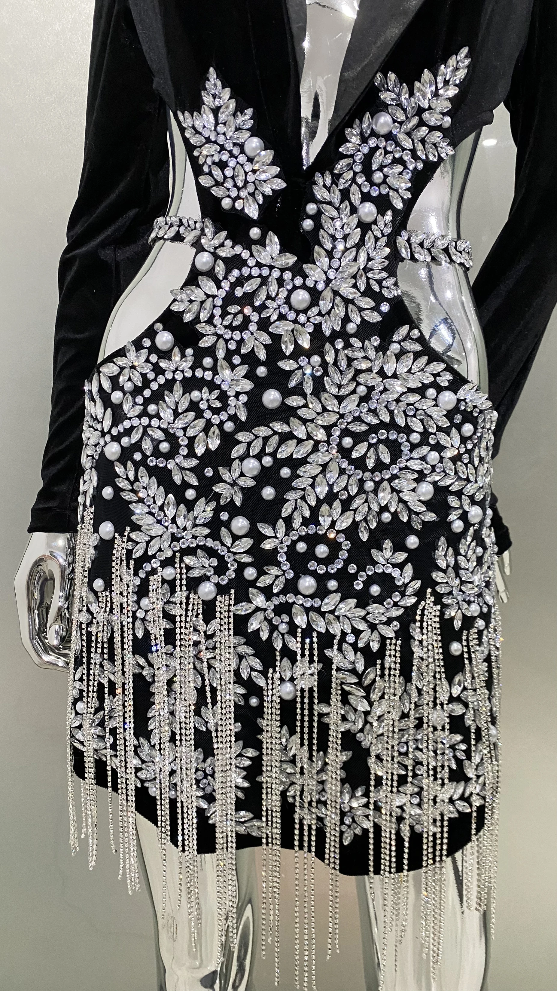 Robe Évidée Personnalisée avec Paillettes artificiel astiques et Strass, Tenue Moulante Sexy pour ixd'Anniversaire et Spectacle, Nouvelle Collection