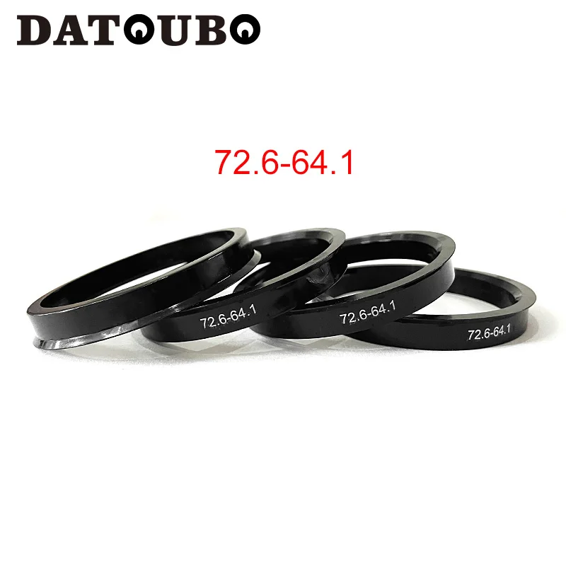 DATOUBO 4 قطعة مادة بلاستيكية سوداء سيارة محور عجلات خواتم مركزية ، حجم 72.6-64.1 حلقة مركزية. 72.6 مللي متر إلى 64.1 مللي متر.