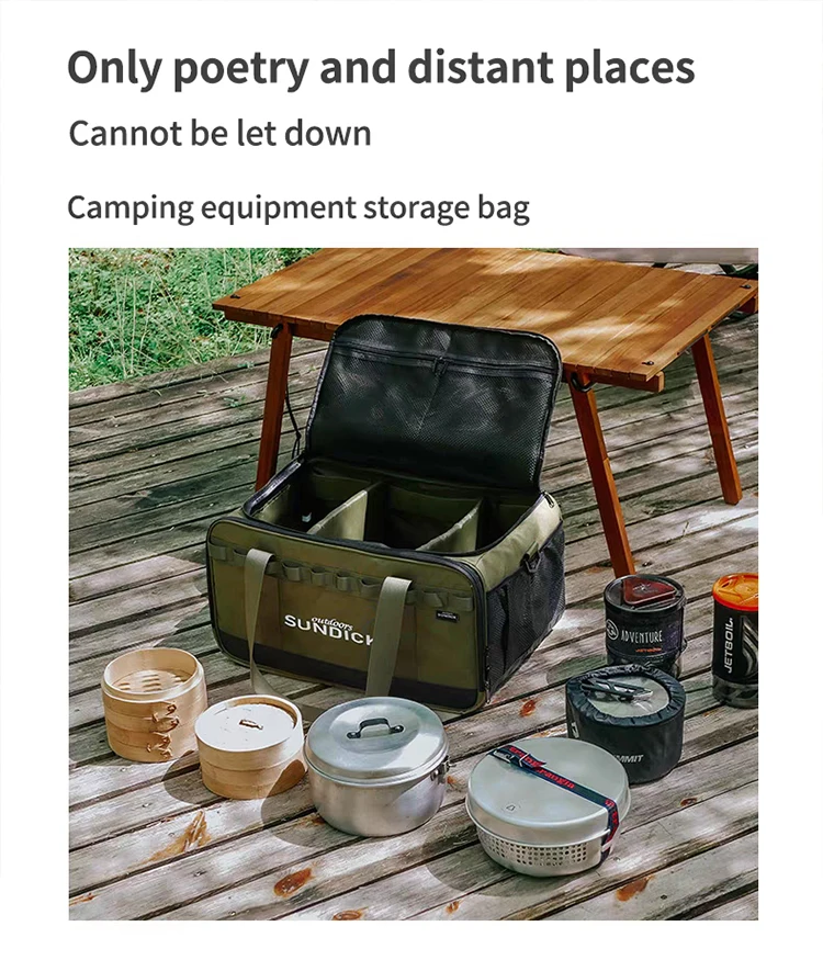 Outdoor-Camping-Picknick-Aufbewahrungstasche mit Fächern für Schüsseln, Teller, Stäbchen, Löffel - 3 Farben Verfügbar – Detail 8
