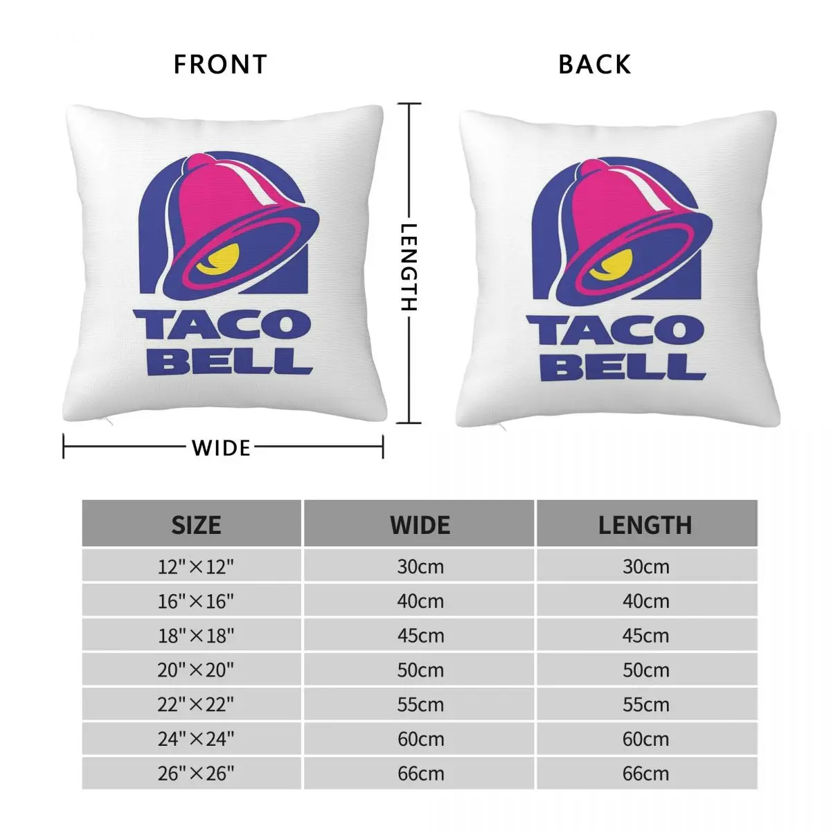 Taco Bell ASMR Square Pillowcase Polyester Linen Velvet Creative Zip Decor Throw Pillow Case Home Cushion Cover