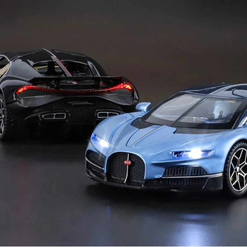 Supercar Tourbillon Bugatti 1:32, modelo de coche de aleación con sonido y luz de alta simulación, coche fundido a presión, juguete para regalo para niños