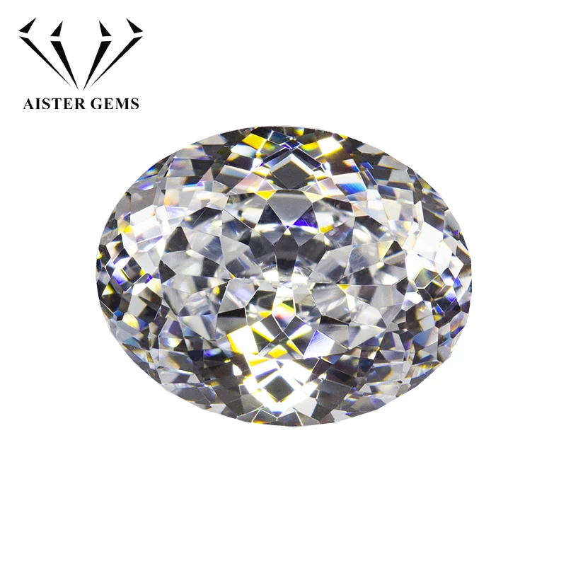 White Oval 100 Faceted Cut Cubic Zirconia Lab Zircon CZ 4K Cutting 5A+ Quality for Jewelry Making