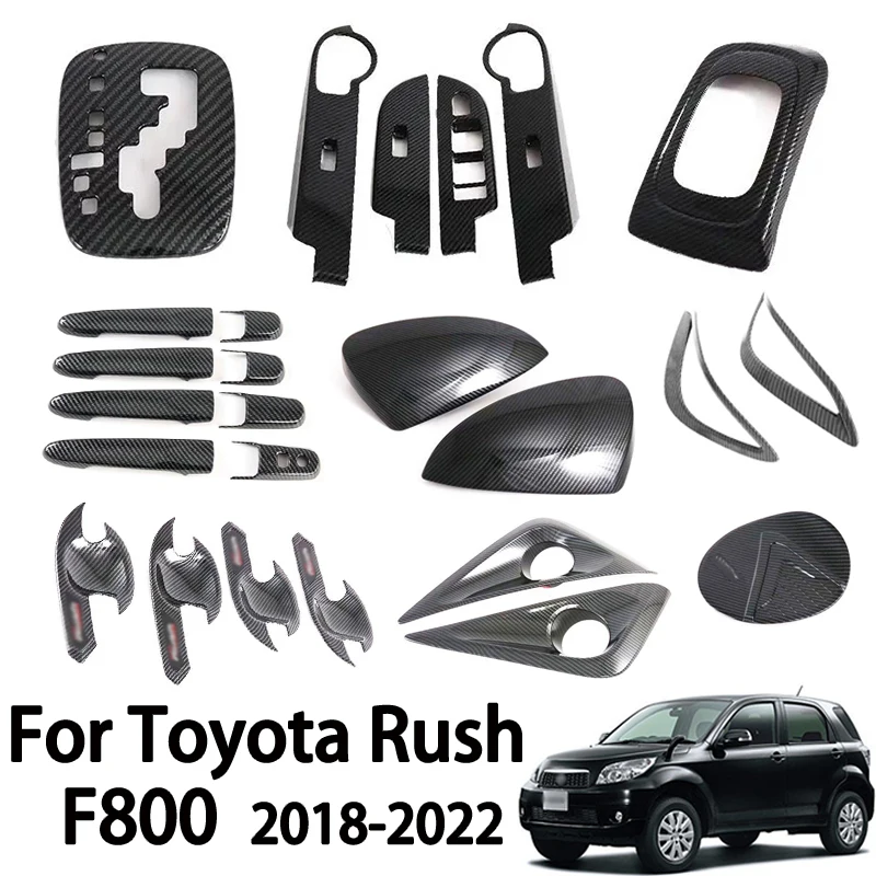 

For Toyota Rush F800 2018‑2022 Carbon Fiber Texture Window Switch Cover Trim Air Outlet Cover Door Handle Trim Decoration Decal