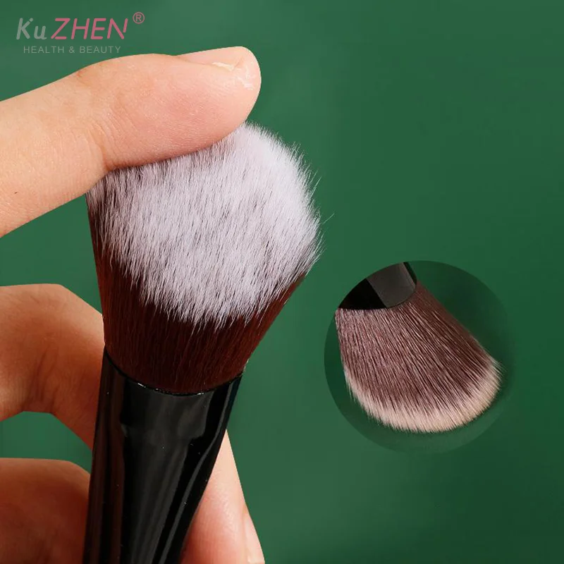 Brocha para colorete tipo pendiente de fibra Artificial para mejillas, colorete en polvo portátil, herramienta cosmética de maquillaje para contorno de cara, mujeres y niñas principiantes