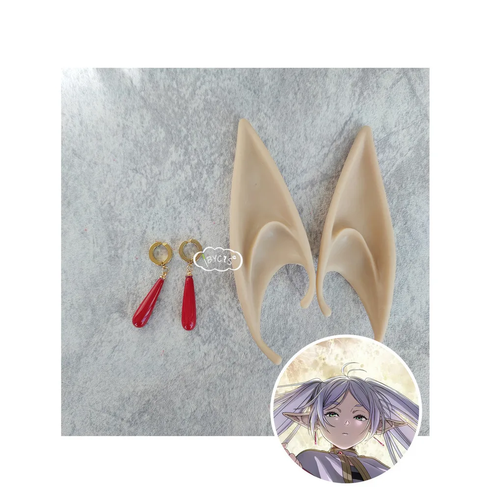 Frieren: Beyond Journey's End Cos Clip Ear Pins Cosplay Red Waterdrop Earrings Costume Anime Prop Jewelry Accessories