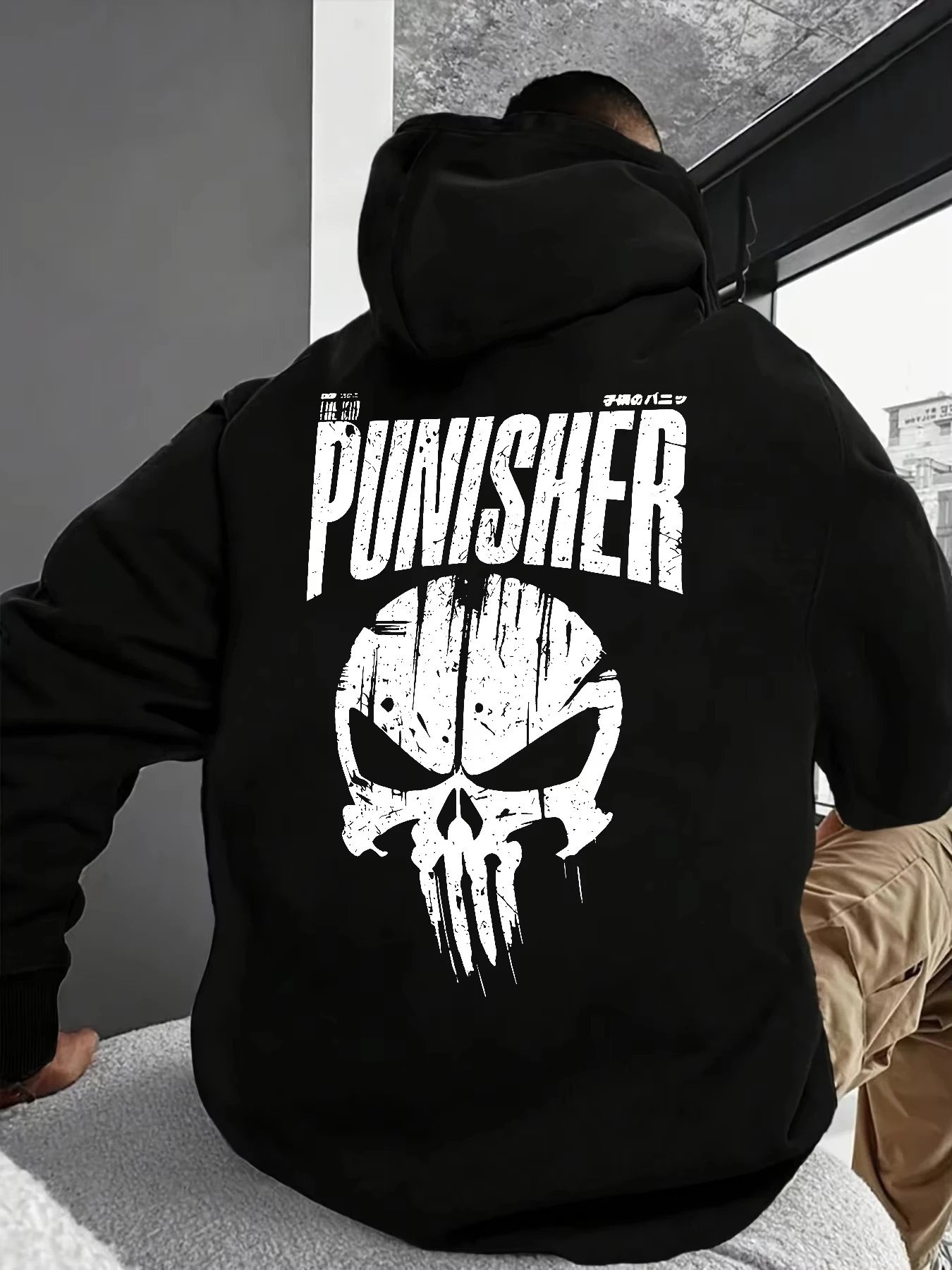 Marvel genuíno 2026 novo crânio marvel punisher super herói logotipo impressão de alta qualidade plus size moletom com capuz masculino solto topo térm