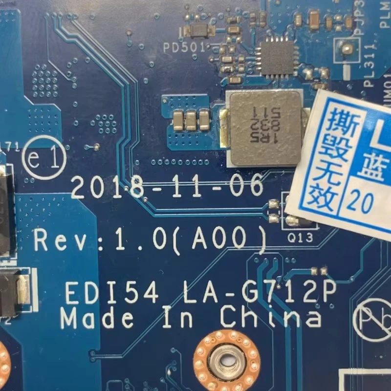 

Материнская плата TWYDT 0TWYDT LA-G712P с процессором SRD1V I3-8145U для DELL 3580 3583 3780, материнская плата для ноутбука, 100% полное тестирование, ОК