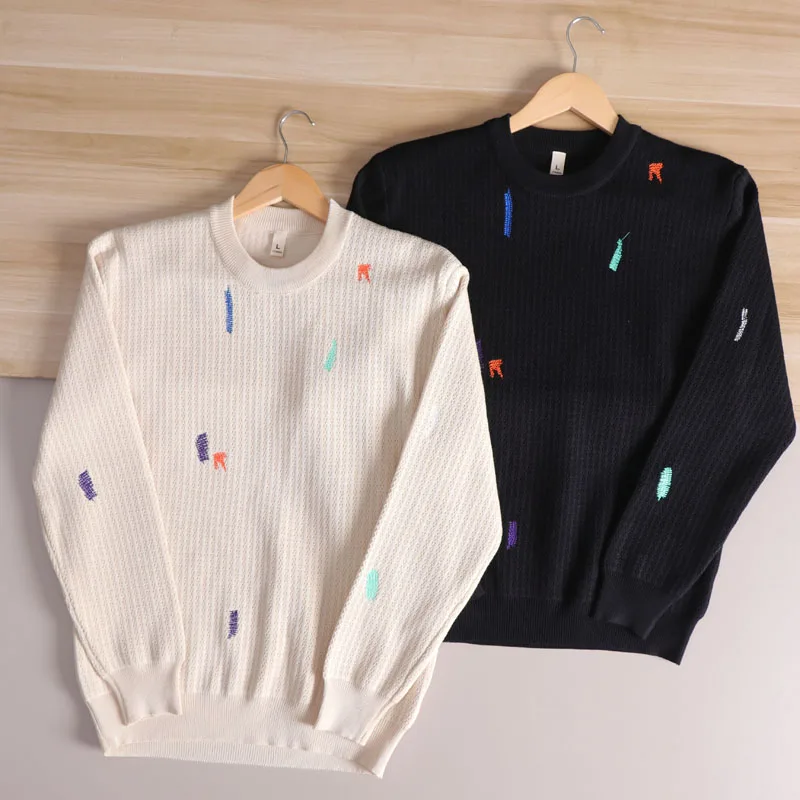 

Мужской круглый трикотаж с вышивкой, повседневный свободный крой, модный свитер, удобный мягкий сарафан для молодежи, осень-зима