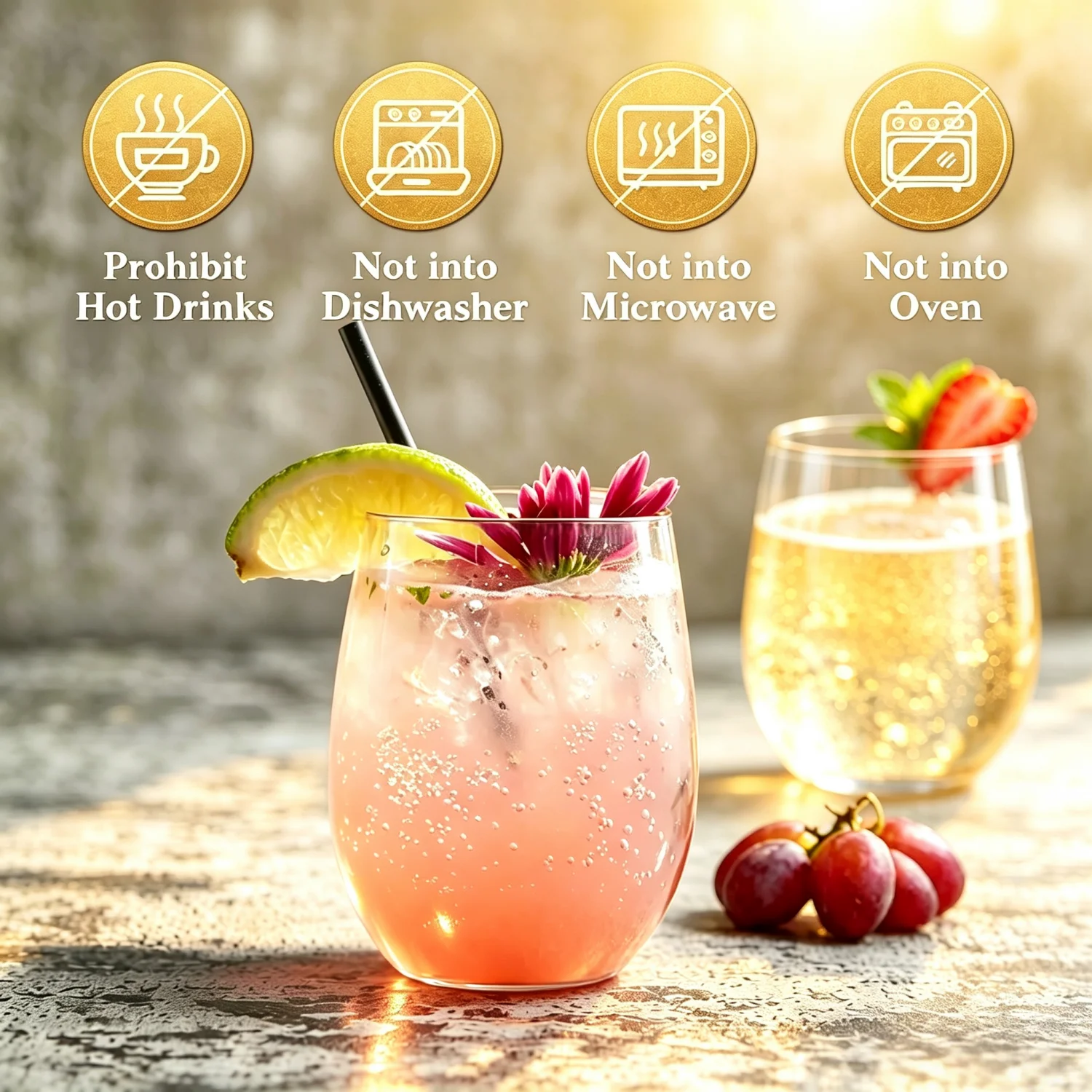 12-48Pcs 12oz Disposable Stemless Plastic Wine Glasses Clear Shatterproof Reusable Cups for Parties
