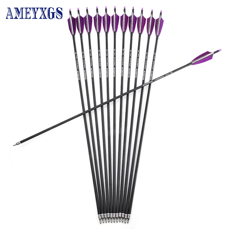 6/12pcs 31.6 inch Archery Mixed Carbon Arrow Spine 500 4inch Turkey Feather ID6. 2mm OD7.8mm Bow Hunting Shooting Sport