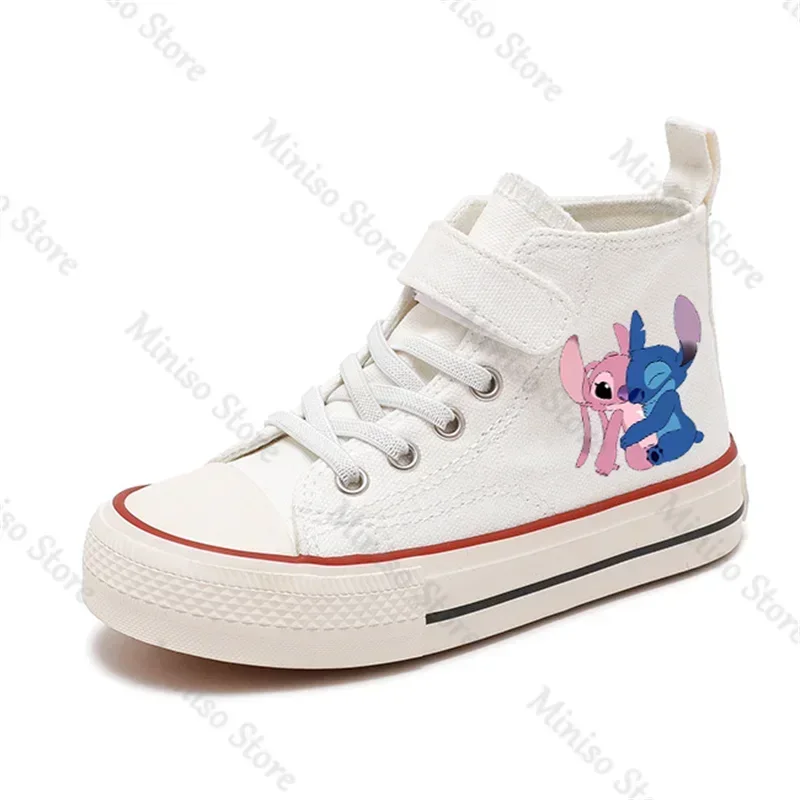 Lilo Stitch 2024 Sport Girl High-top  Boys Kid Canvas Shoes Disney Casual Cartoon comfort Shoes Children Print Boys Tennis Shoes