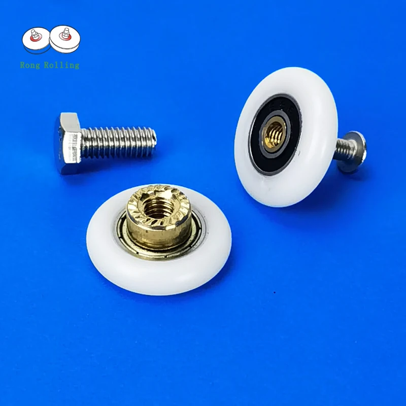 8 Stück Duschtürrollen mit M4- oder M6-Schrauben, Badezimmer-Riemenscheibe, Nylon-Rollenläufer, Schiene, Rad, Hardware, Türzubehör.