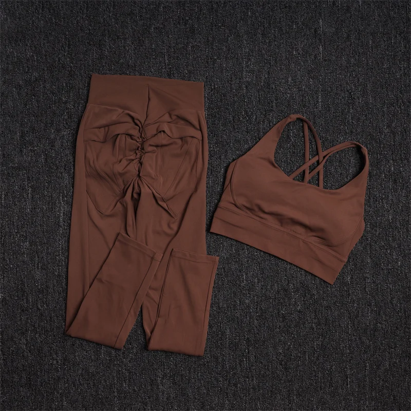TRY TO BN Yoga Sets Sports Bra Fitness Leggings Back Pocket Women\'s Tracksuit High Waist Sportswear Workout Cycling Gym Clothing