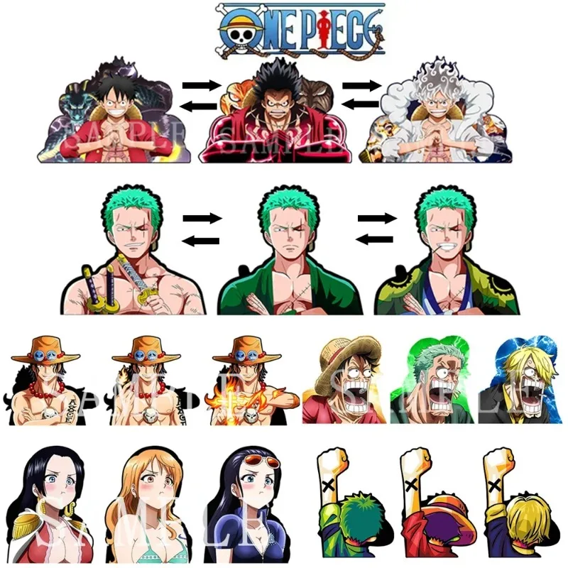 One Piece Series Combination Complete Works Luffy 3D Gradient Car Stickers Anime Peripherals Suitable for Car Notebooks, Etc.