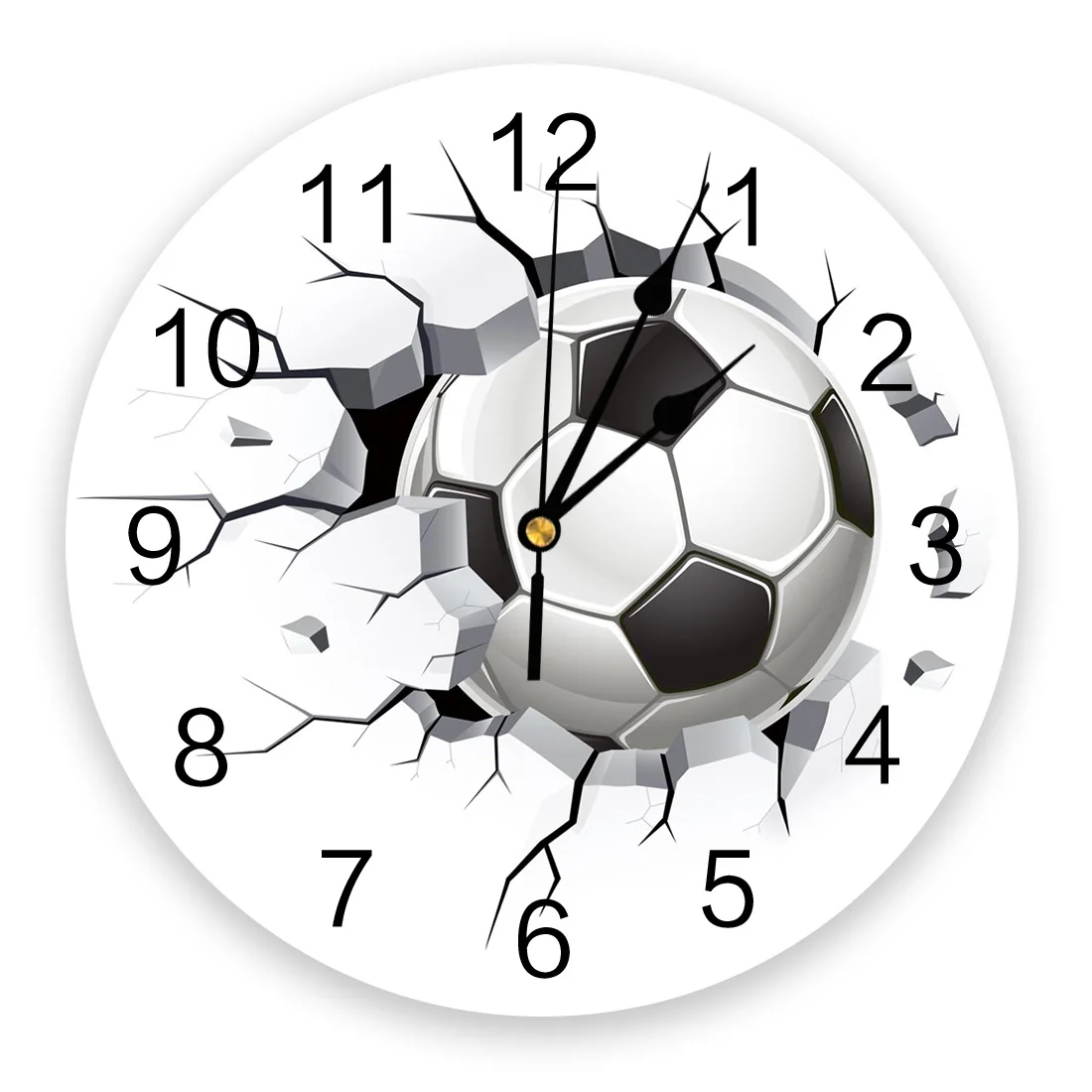 Football Wall Crack Clock Living Room Home Decor Large Round Wall Clock Mute Quartz Table Clock Bedroom Decoration Wall Watch