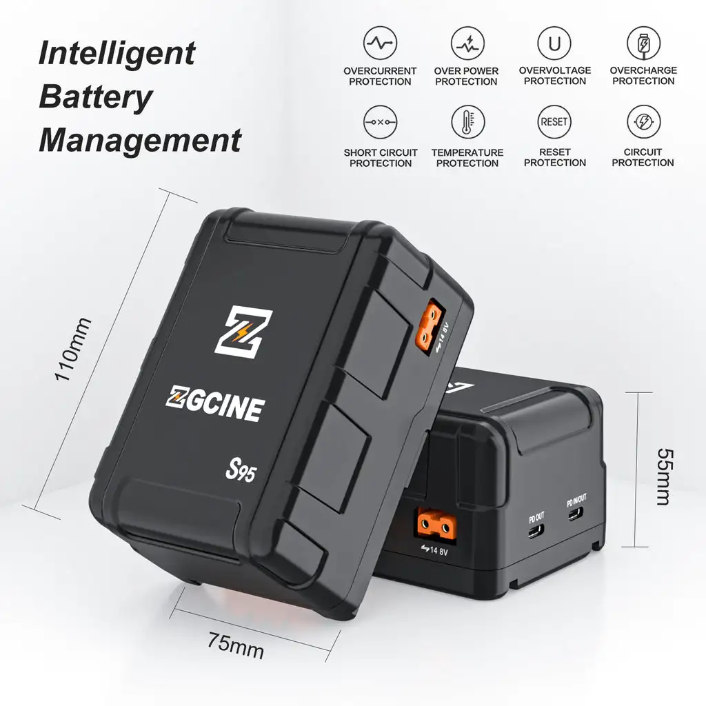 ZGCINE ZG-S95 V Mount Battery 6600mAh Power Bank Li-ion Batteries For Sony/Photo/Studio/LED Video Light V Lock Battery