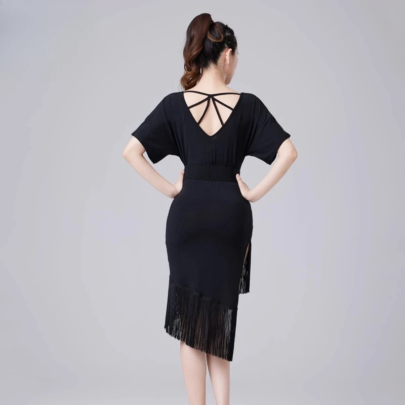 Vestido de dança latina favorecedor de figura para mulheres adultas, novo roupa de treinamento de dança profissional, traje premium para prática e performance