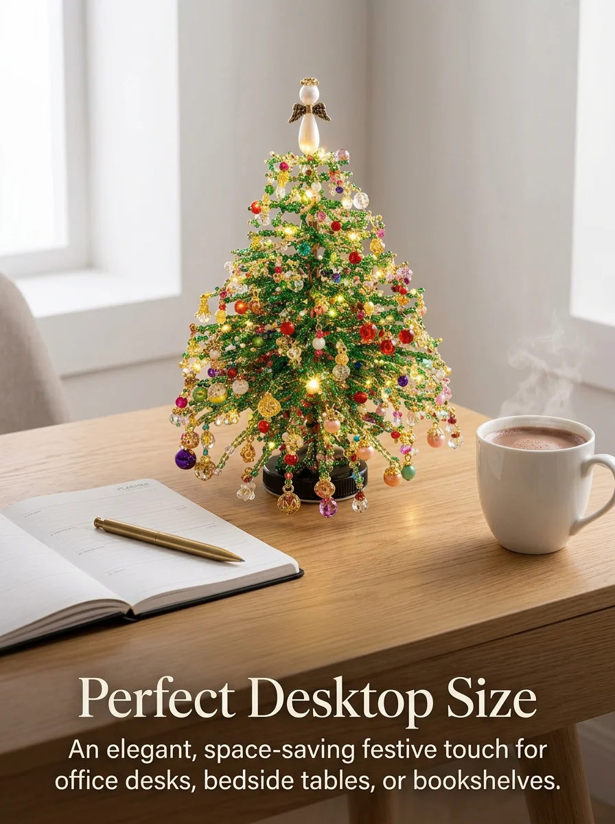 LED 조명과 수제 크리스탈 비즈 장식이 들어간 미니 - Home Decor Xmas Tree 리뷰 및 가격